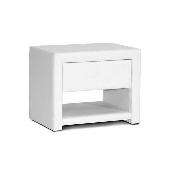 Baxton Studio Massey White Upholstered Modern Nightstand 98-4823